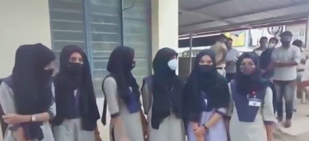 Muslim students insisting on wearing hijab kept out of classroom for weeks in Indian college (Times Now/Screenshot)