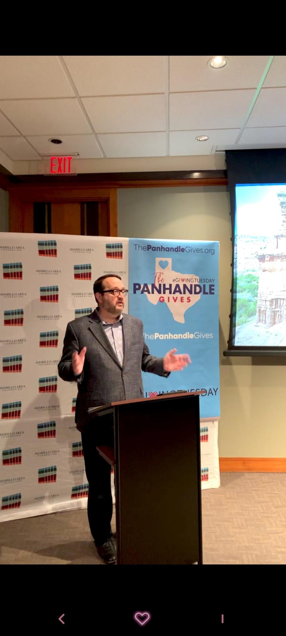 Clay Stribling, CEO and president of the Amarillo Area Foundation, presents the 2021 Panhandle Gives results via Facebook Live on Dec. 1.