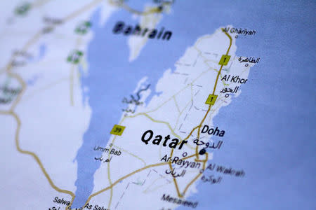 FILE PHOTO: A map of Qatar is seen in this picture illustration June 5, 2017. REUTERS/Thomas White/Illustration/File Photo