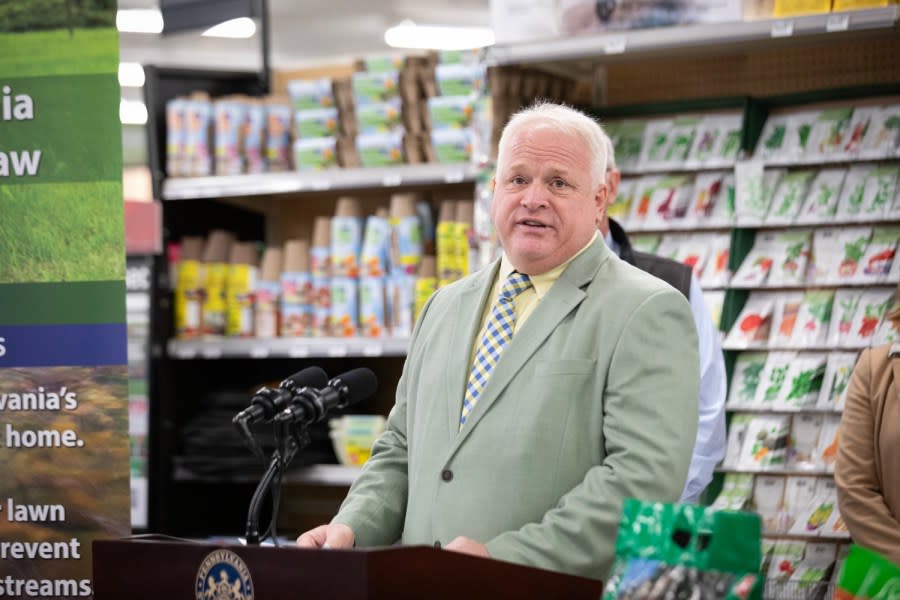 Agriculture Secretary Redding, Bureau of Plant Industry Director Frank Schneider, and industry partners joined together to highlight the recent changes to the ‘fertilizer law’ and discuss how homeowners can be good stewards of their land by using fertilizer appropriately on their properties. Pictured here is Frank Schneider, Director of the Bureau of Plant Industry, delivering remarks during the event.