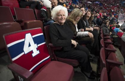 Elise Beliveau, wife of Habs legend Jean Beliveau, offered Subban support and wore his jersey to Game 2. (AP)