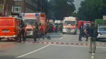 Security forces and ambulances after a knife attack in a supermarket in Hamburg. Twitter/Krakan Gargicz via REUTERS