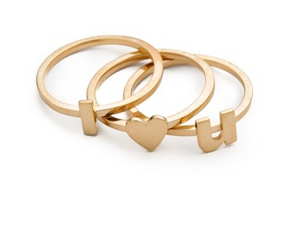 Jennifer Zeuner Jewelry I Heart U Ring Set