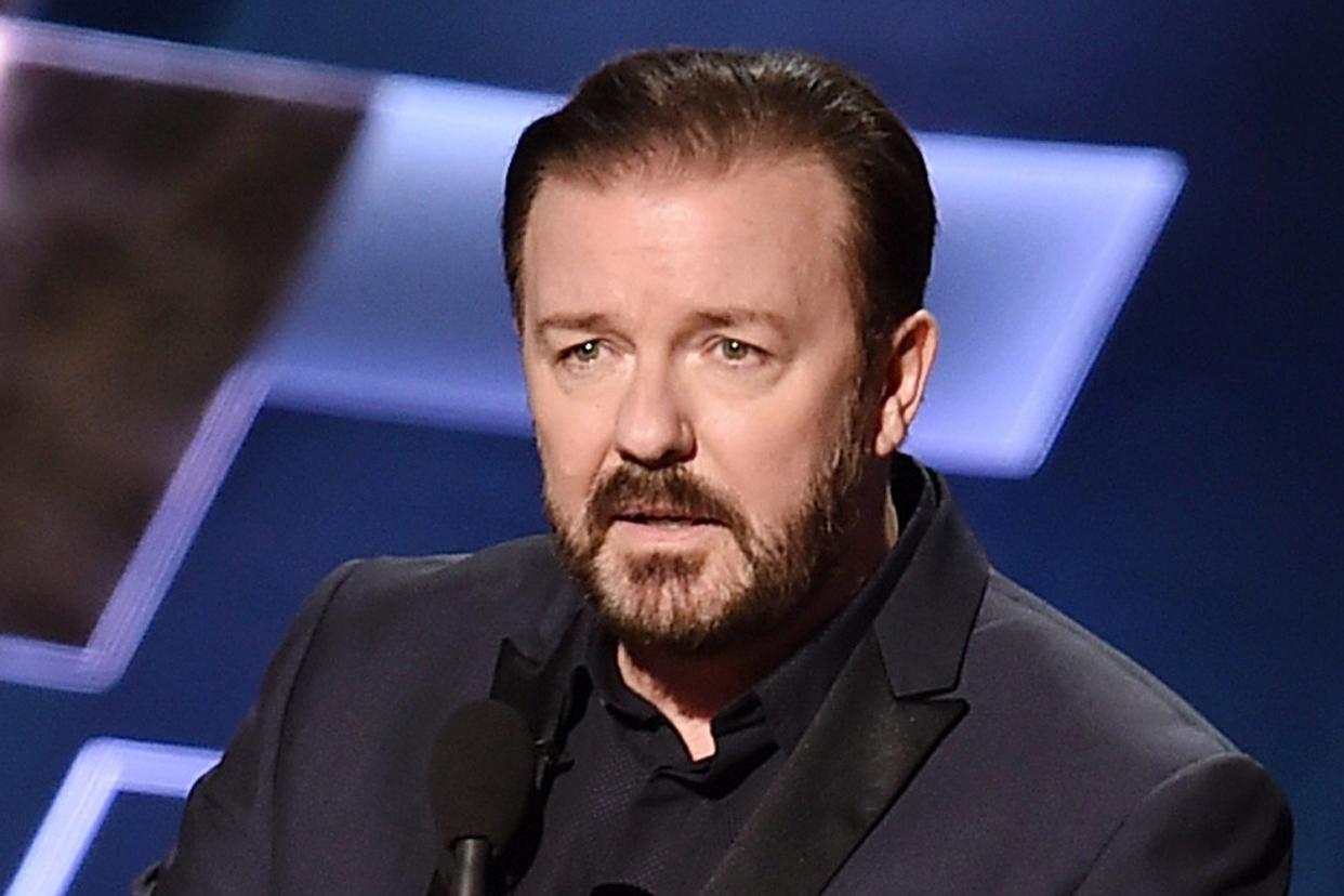 Health scare: Ricky Gervais was forced to leave the stage during a gig: Kevin Winter/Getty Images