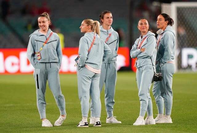 England players walk the pitch before the Women's World Cup final