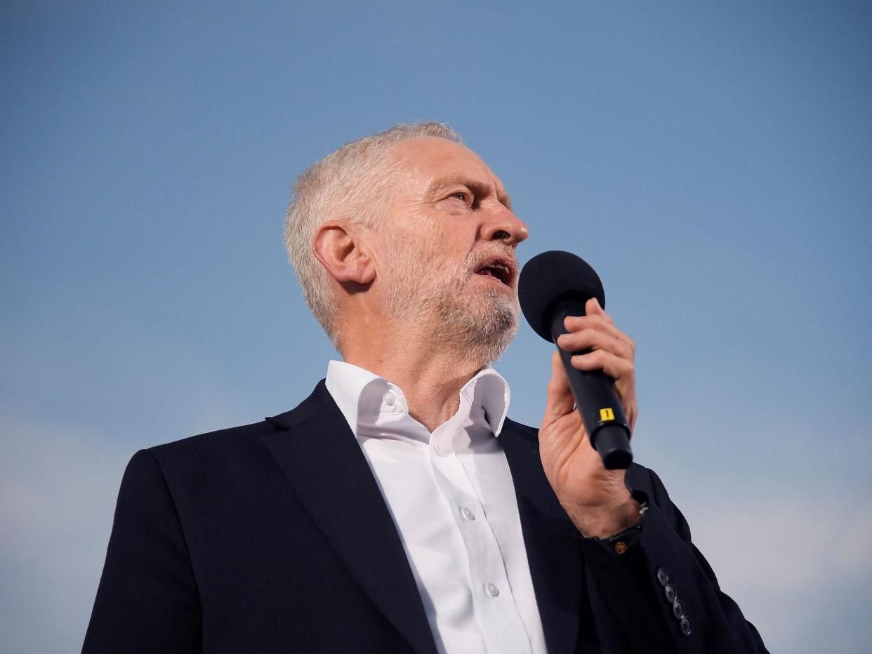 Jeremy Corbyn addresses a rally ahead of the Labour Party Conference in Brighton: Reuters