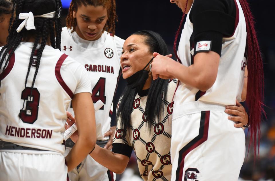 Coach Dawn Staley led South Carolina to an SEC Tournament championship and a No. 1 seed in the Greensboro bracket of the NCAA women's tournament.