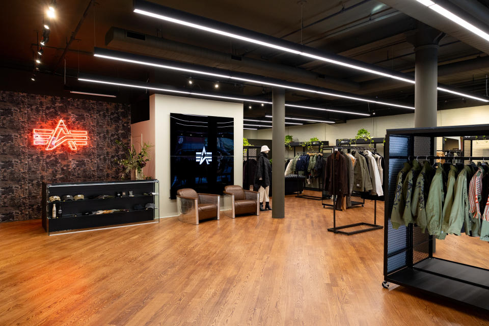 Inside Alpha Industries' store 