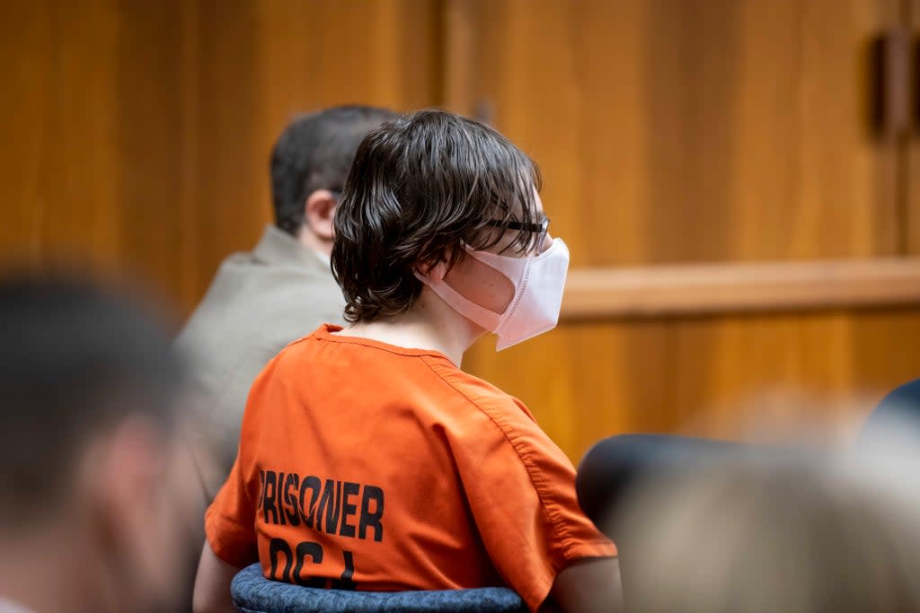 Ethan Crumbley attends a hearing at Oakland County circuit court on February 22, 2022 in Pontiac, Michigan. (Getty Images)