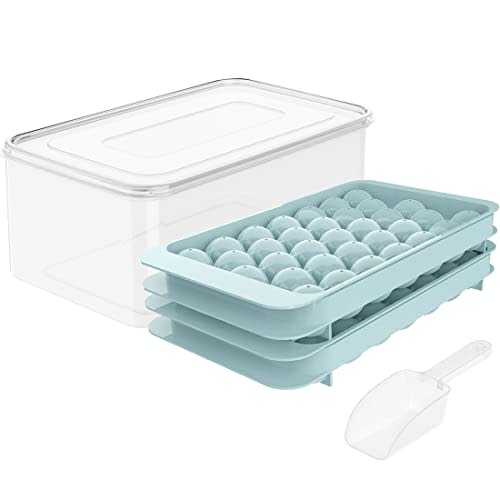 Ice Cube Trays, Adoric Life Ice Tray Silicone Set of 2 with Funnel