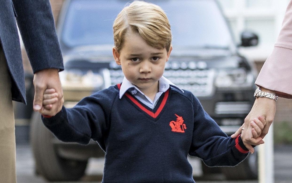 Prince George on his first day at Thomas's Battersea in south-west London - AFP