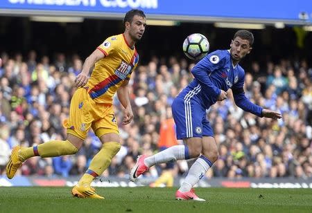 Britain Soccer Football - Chelsea v Crystal Palace - Premier League - Stamford Bridge - 1/4/17 Chelsea's Eden Hazard in action with Crystal Palace's Luka Milivojevic Reuters / Hannah McKay Livepic