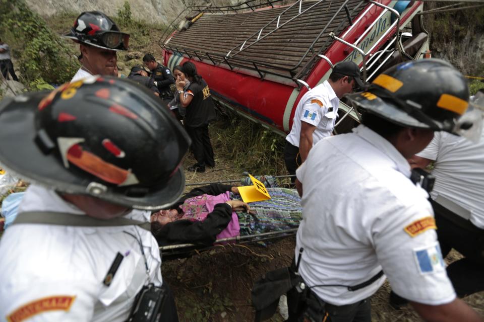 Guatemalan bus plunges off cliff