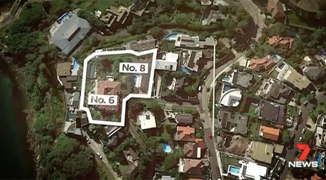 Shangjin Lin wants to merge these two properties into one mega-mansion. Source: 7 News