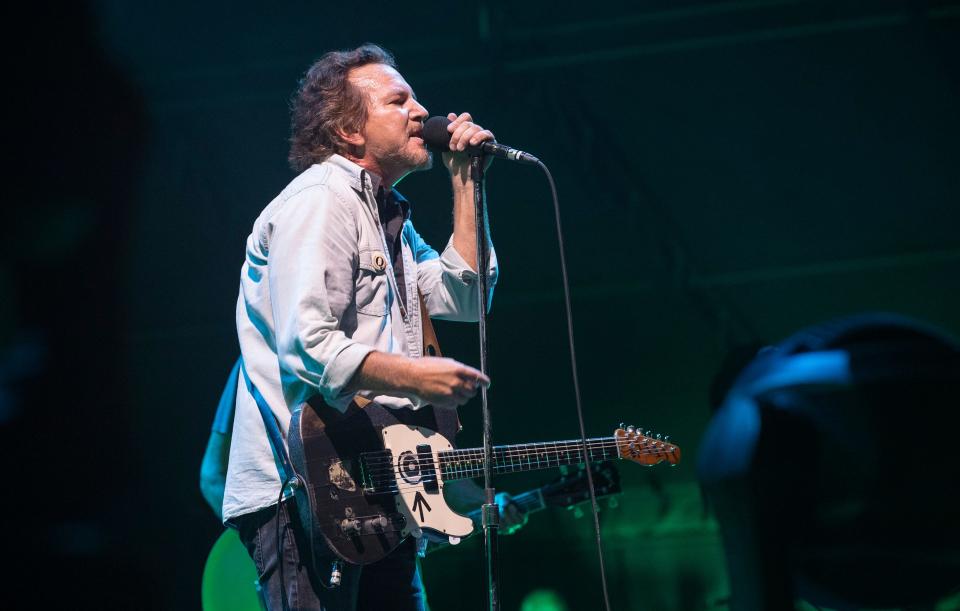 Pearl Jam perform on the Surf Stage at Sea Hear Now Festival in Asbury Park, NJ on September 18, 2021.