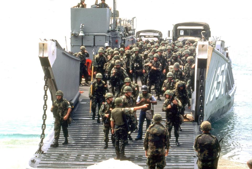 US troops landing craft beach Grenada