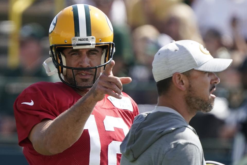 Green Bay Packers' Aaron Rodgers will be working with some new receivers this season. (AP Photo/Morry Gash)