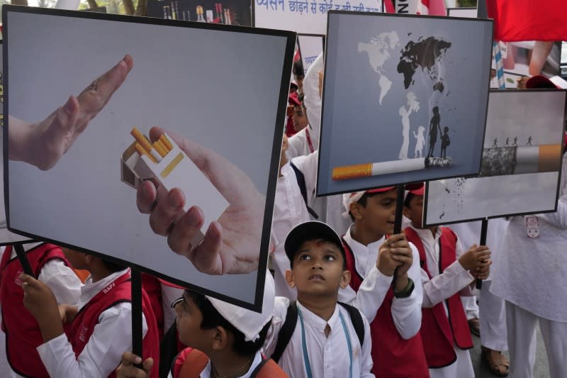 2022年5月31日，世界無菸日，印度兒童上街頭反菸（AP）
