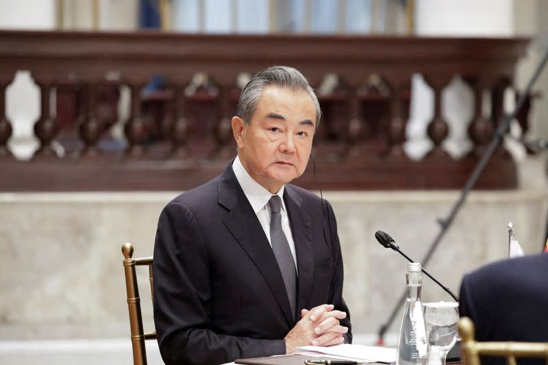 FILE PHOTO: China's Wang Yi at ASEAN Foreign Ministers meeting in Jakarta