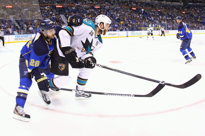  Carlo Colaiacovo #28 Of The St. Louis Blues Defends Getty Images