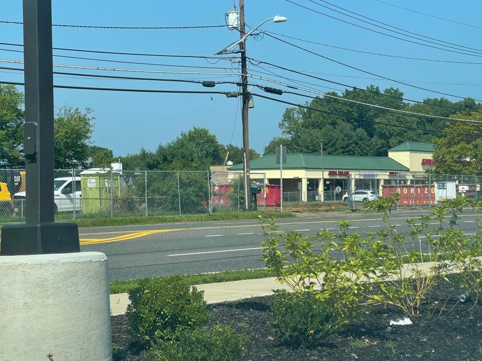 A Popeyes Louisiana Kitchen is being built on the corner of Route 541 and Kelly Drive, adjacent to Springside Commons shopping center, which is shown on the right.