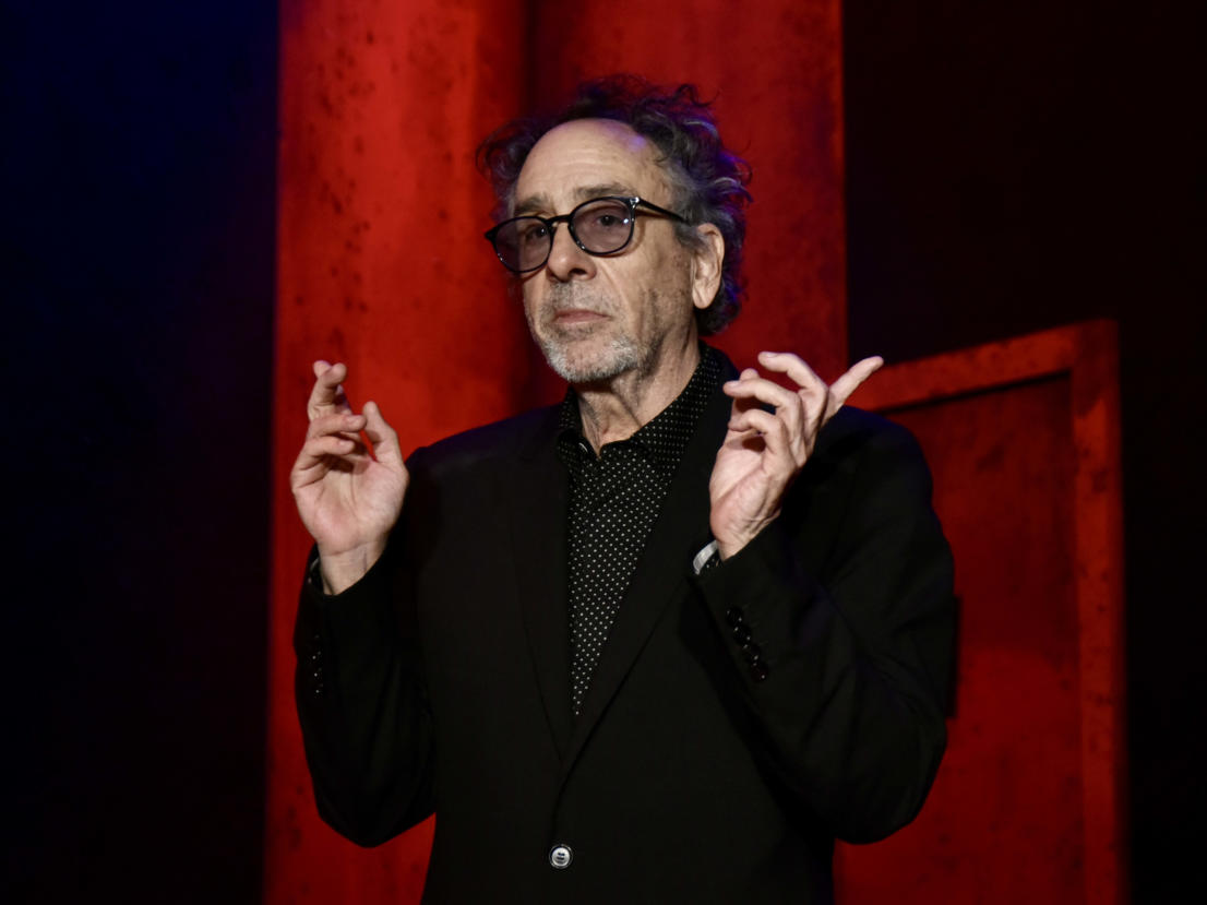 BARCELONA CATALONIA, SPAIN - MARCH 07: Director Tim Burton poses during the photocall of the exhibition 'Tim Burton's Labyrinth', at the Victoria Eugenia Palace, March 7, 2024, in Barcelona, Catalonia, Spain. The immersive exhibition 'Tim Burton's Labyrinth', created by the production company LETSGO from original sketches donated by the filmmaker and cartoonist, opens in Barcelona tomorrow, March 8, and can be visited until June 16. (Photo By David Oller/Europa Press via Getty Images)