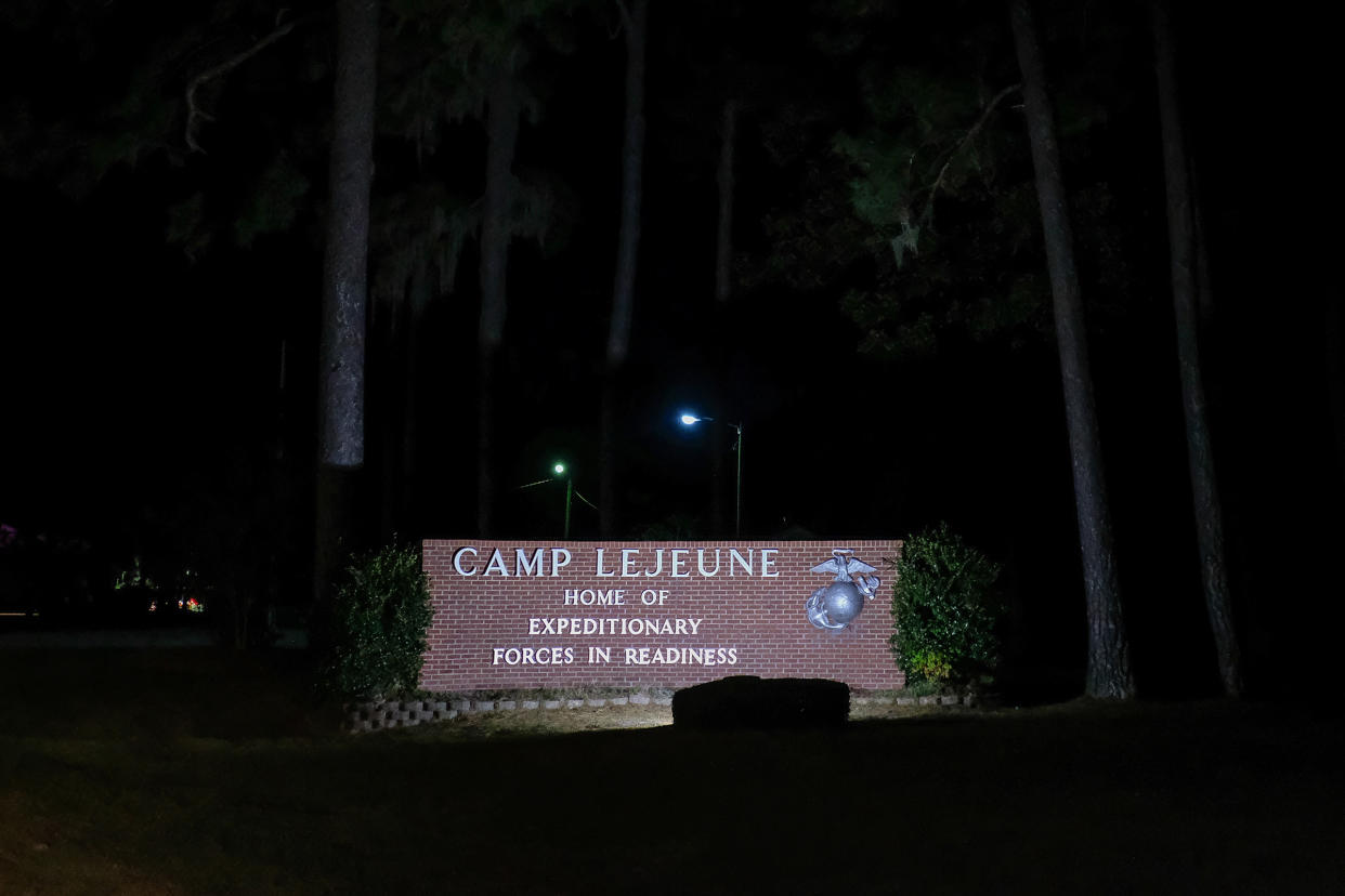 Camp Lejeune by night on Oct. 28, 2017.