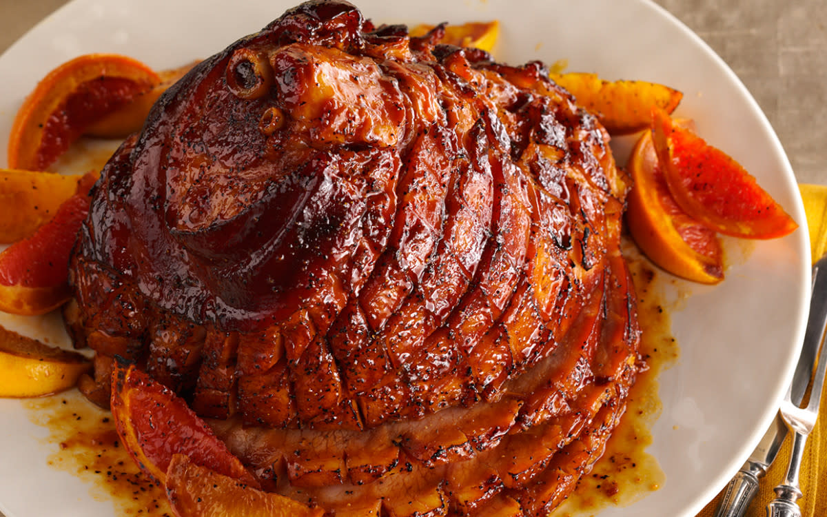 <p>Taste of Home</p><p>This citrus-molasses glazed ham is the holiday recipe you've been looking for.</p><p><strong>Get the recipe: <a href="/1309993/parade/citrus-molasses-glazed-ham/" data-ylk="slk:Citrus Molasses Glazed Ham;elm:context_link;itc:0;sec:content-canvas" class="link rapid-noclick-resp">Citrus Molasses Glazed Ham</a></strong></p>
