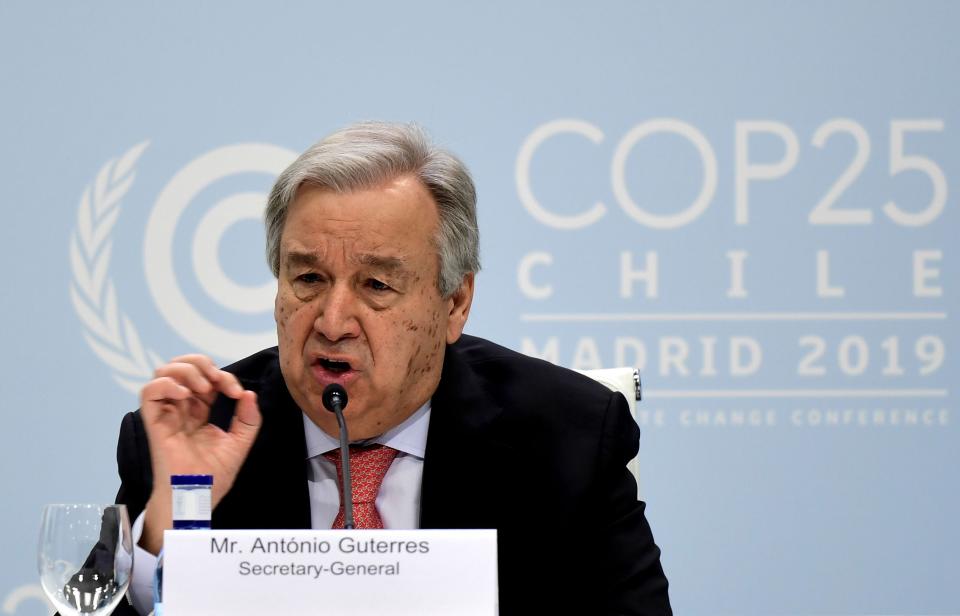 United Nations Secretary-General Antonio Guterres at a climate change conference in Madrid in 2019.