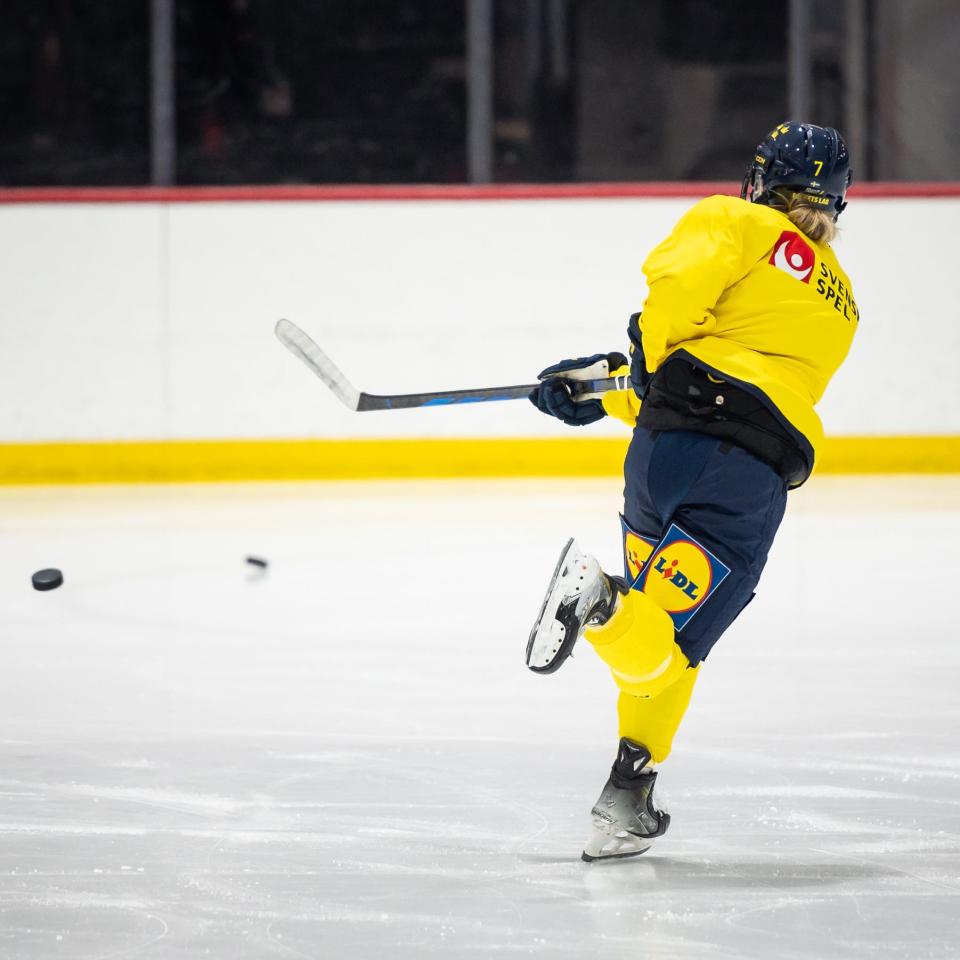 Team Sweden takes to the ice for practice ahead of the 2024 IIHF Women's World Championship at the Nexus Center in Utica, NY on Thursday, March 28, 2024.