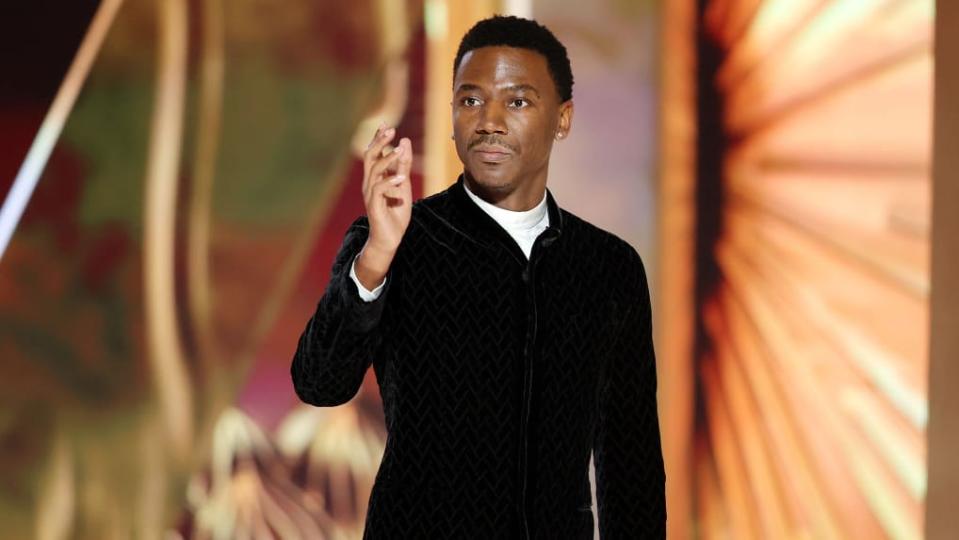 Host Jerrod Carmichael speaks onstage at the 80th Annual Golden Globe Awards held at the Beverly Hilton Hotel on January 10, 2023, in Beverly Hills, California. — (Photo by Rich Polk/NBC via Getty Images)