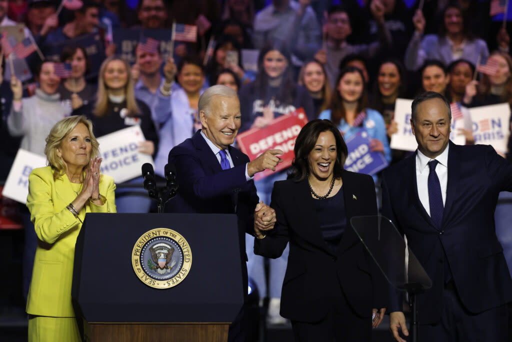 Democrats praise Biden for a tough decision, and some back Harris