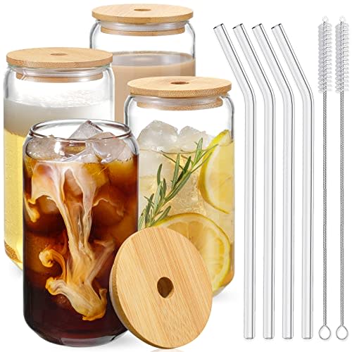 NETANY drinking glasses with bamboo lids and glass straws (Amazon / Amazon)