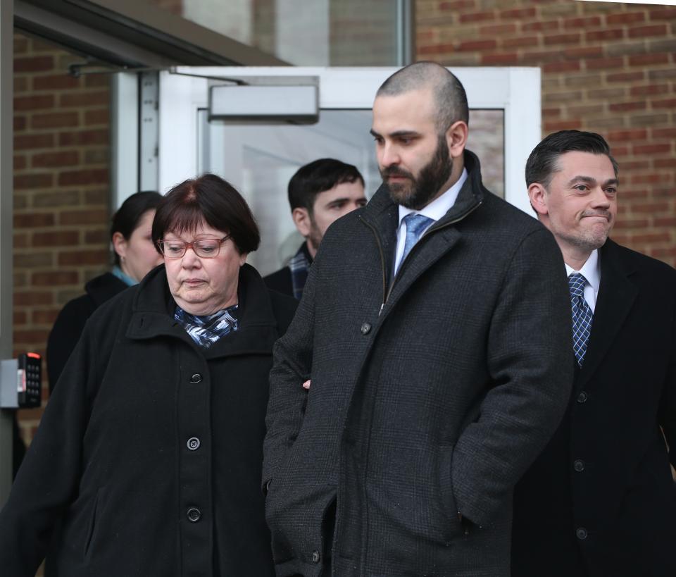 The family of Megan McDonald leaving the Orange County Courthouse after the arraignment of Edward Holley on February 2, 2024.