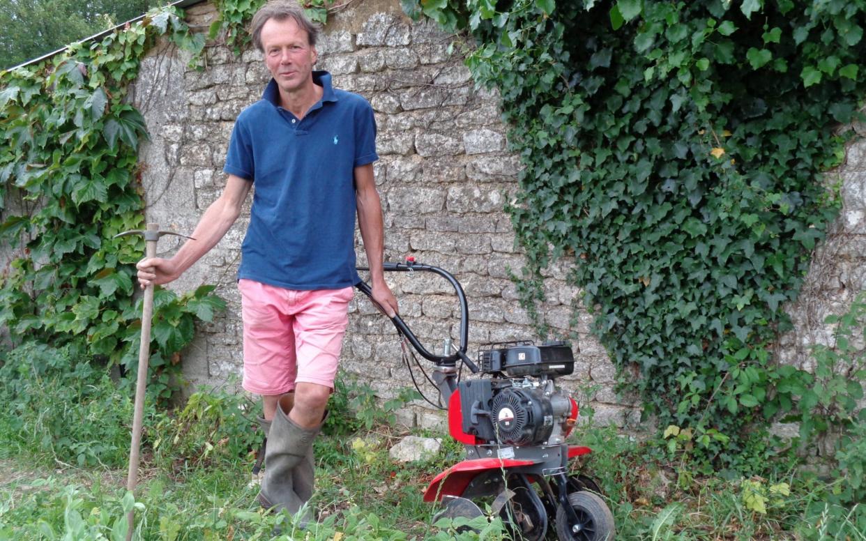 Author John Lewis-Stempel in his potager in La Roche, France - John Lewis-Stempel