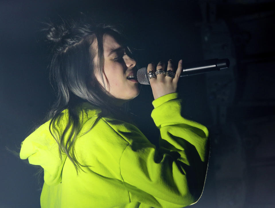 Billie Eilish performs at the Uber Eats House during the South by Southwest Music Festival on Saturday, March 16, 2019, in Austin, Texas. (Photo by Jack Plunkett/Invision/AP)