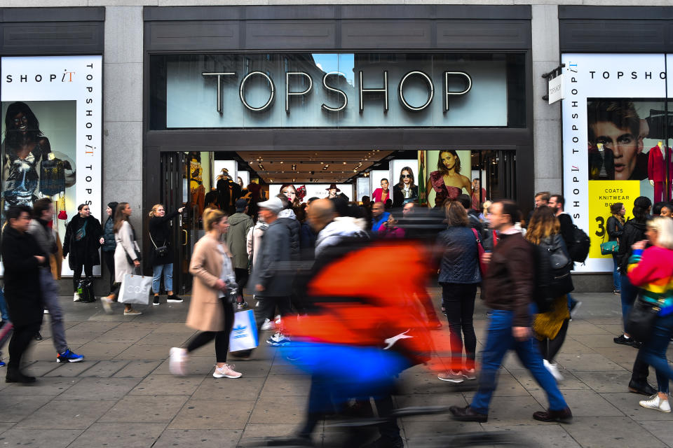 A Topshop store is pictured in Central London on October 26, 2018. Retail billionaire Sir Philip Green has been named in Parliament as the leading businessman accused by a newspaper of sexual and racial harrassment. (Photo by Alberto Pezzali/NurPhoto via Getty Images)