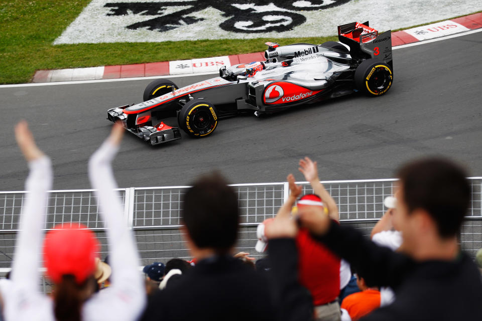 MONTREAL, CANADA - JUNE 08: Jenson Button of Great Britain and McLaren drives at the hairpin during practice for the Canadian Formula One Grand Prix at the Circuit Gilles Villeneuve on June 8, 2012 in Montreal, Canada. (Photo by Paul Gilham/Getty Images)