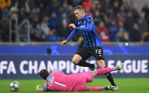 Claudio Bravo brings down Josip Ilicic to leave City down to 10 men and force Kyle Walker in goal  - Credit: Reuters