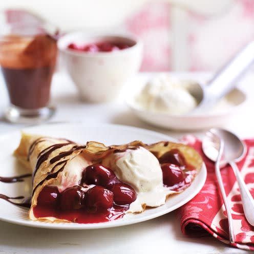 Cheat's cherry pancakes