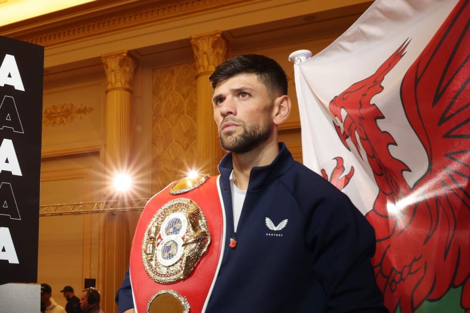 Cordina at the press conference for his title defence against Vazquez (Mark Robinson/Matchroom Boxing)