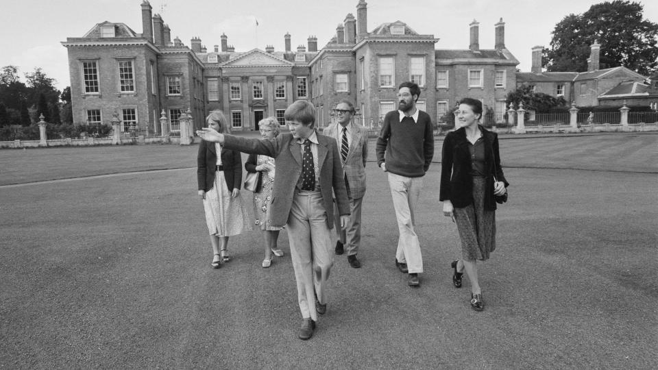 Charles Spencer showing tourists around Althorp in 1977