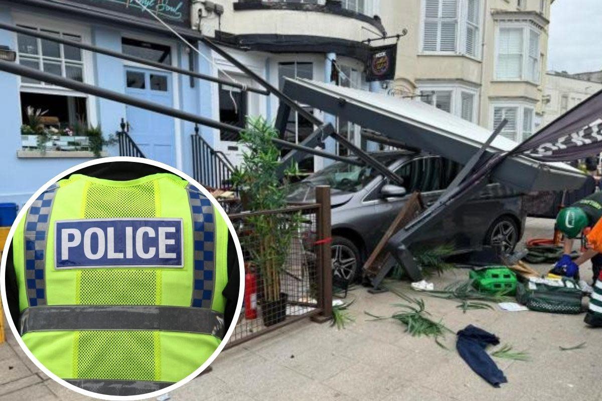 The car crashed into the Nook on the Esplanade <i>(Image: DWFRS, Dorset Police)</i>