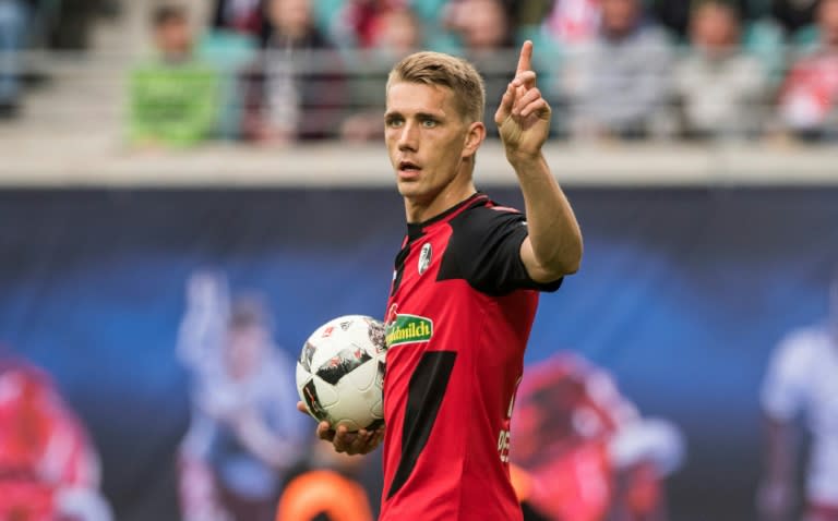 Freiburg's forward Nils Petersen, pictured on April 15, 2017, scored against Bayer Leverkusen