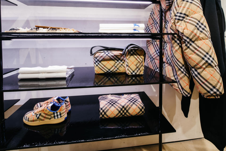 The Burberry Check, at the modernized 57th Street flagship in New York.