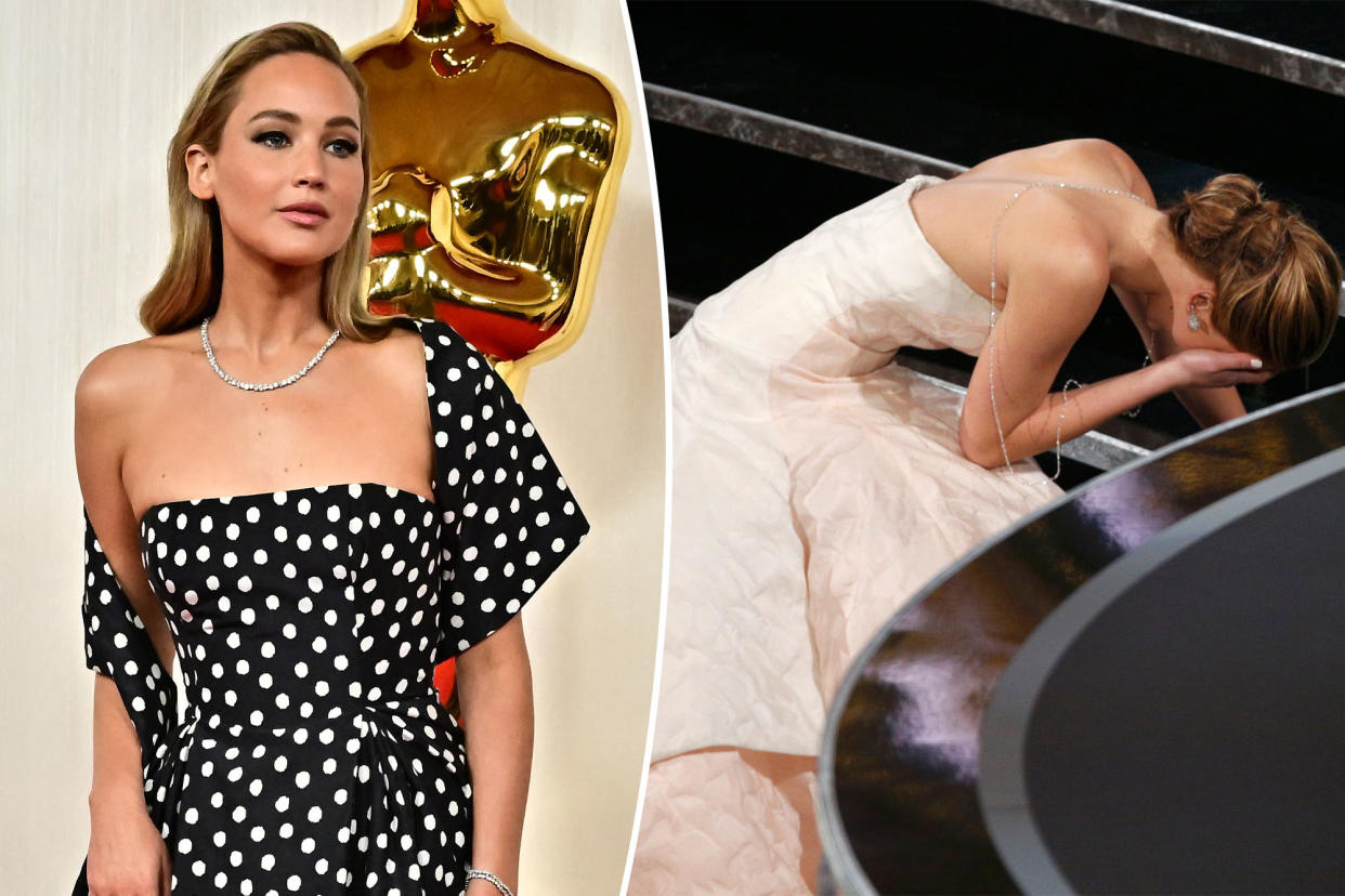 Jennifer Lawrence admits falling twice at Oscars 'Looked like I 100% faked' it