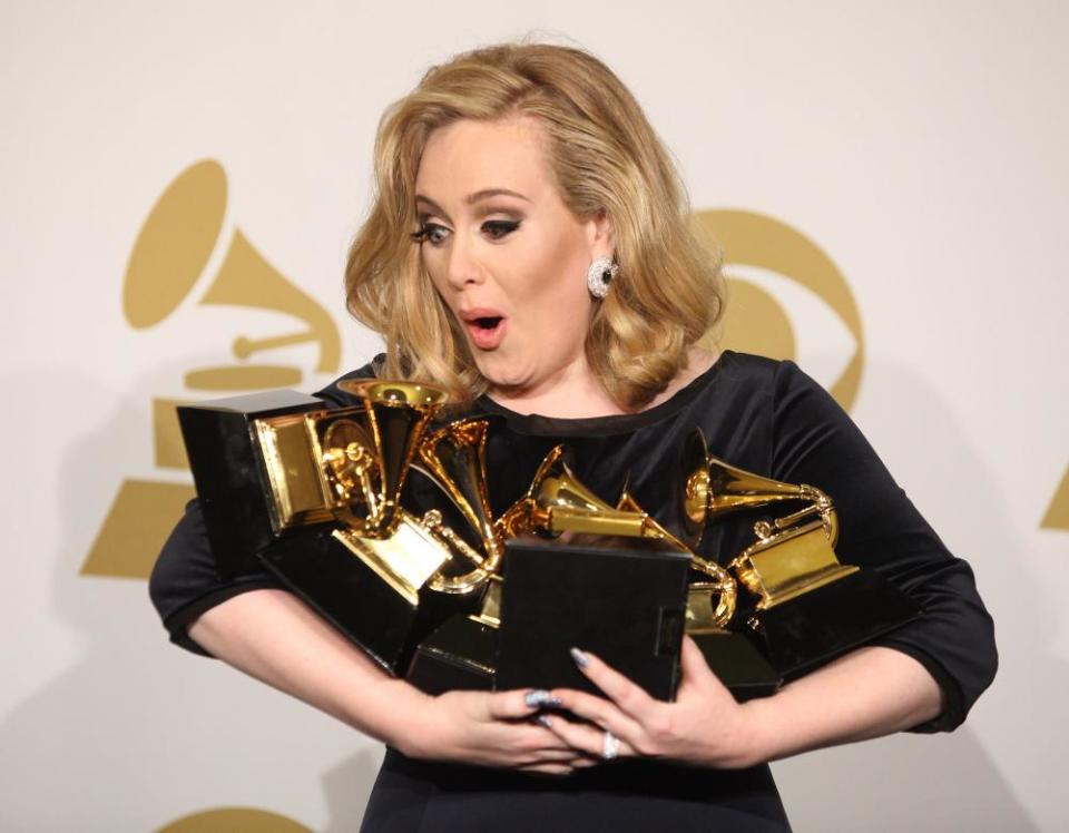 With her six Grammy awards in 2012.