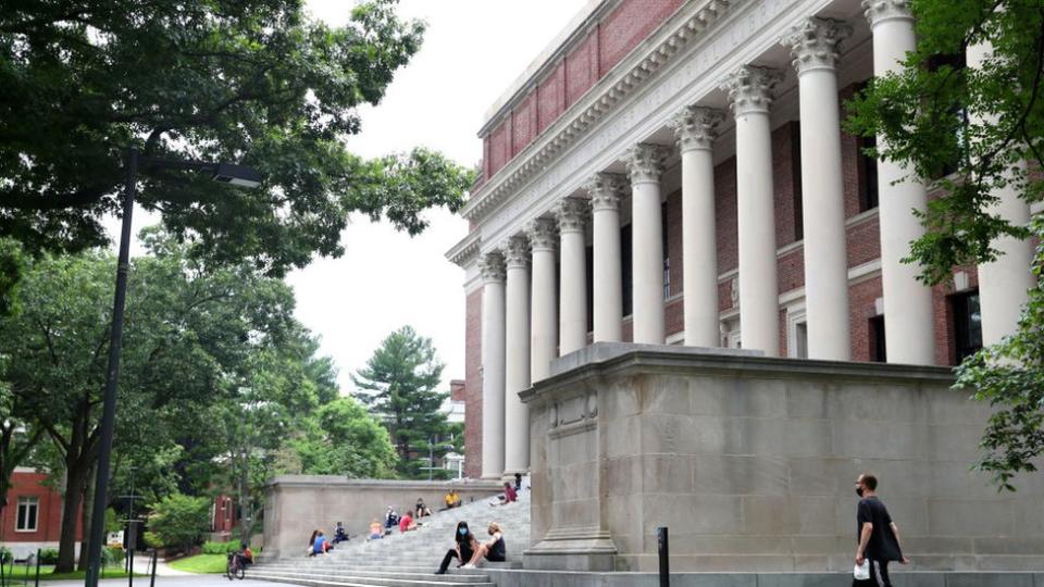 A view of Harvard Yard on the campus of Harvard University on July 08, 2020 in Cambridge, Massachusetts