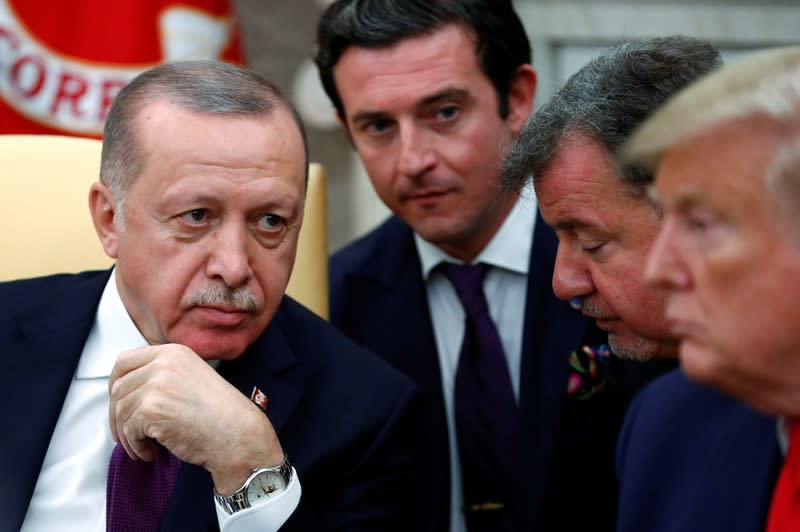 U.S. President Donald Trump meets with Turkey's President Erdogan at the White House in Washington