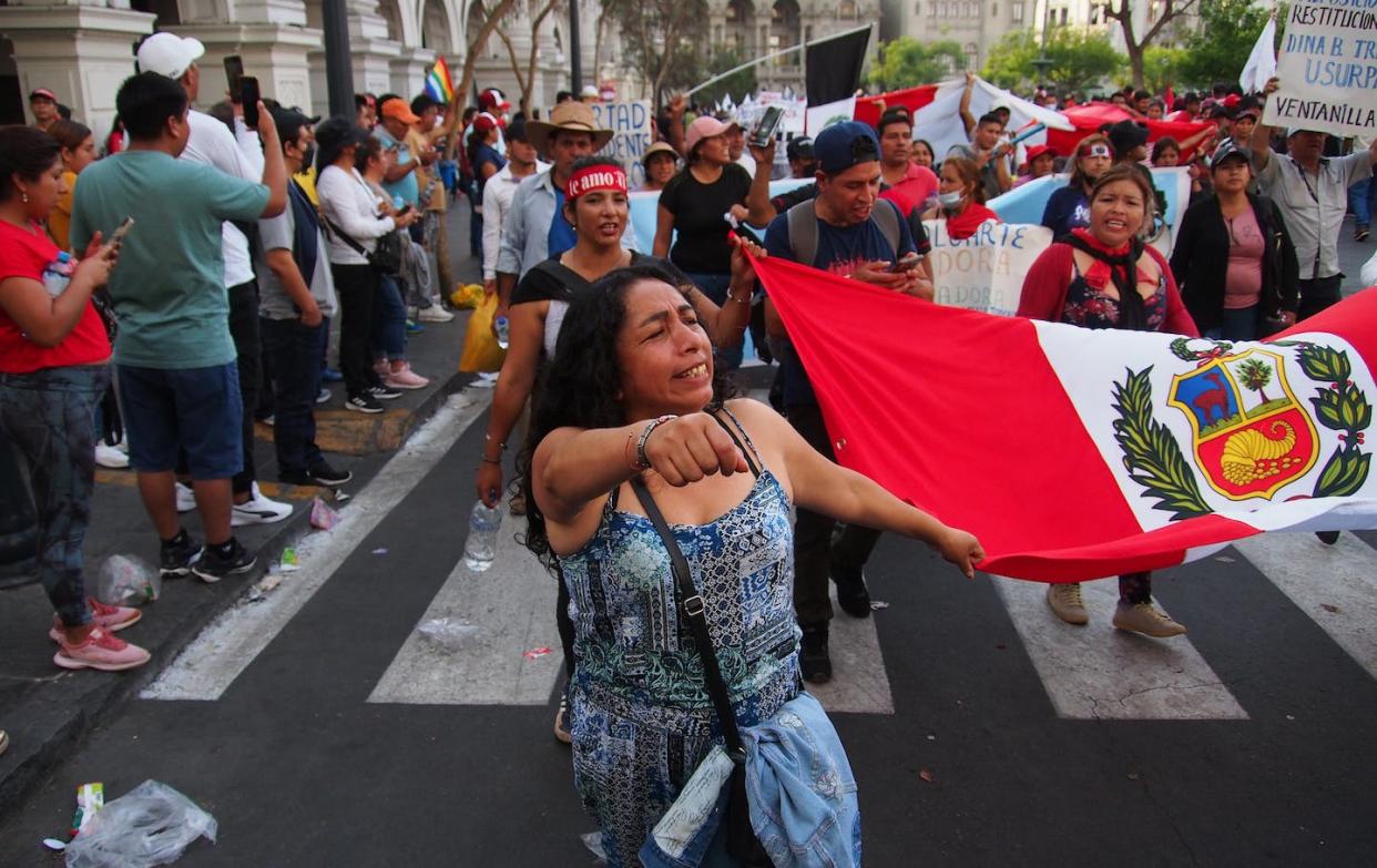 A movement on the march. <a href="https://www.gettyimages.com/detail/news-photo/thousands-of-protesters-coming-from-all-over-the-country-news-photo/1246378481?phrase=peru%20indigenous%20protest&adppopup=true" rel="nofollow noopener" target="_blank" data-ylk="slk:Carlos Garcia Granthon/Fotoholica Press/LightRocket via Getty Images;elm:context_link;itc:0;sec:content-canvas" class="link ">Carlos Garcia Granthon/Fotoholica Press/LightRocket via Getty Images</a>